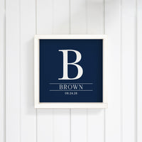 Initial Navy Personalized Wall Art
