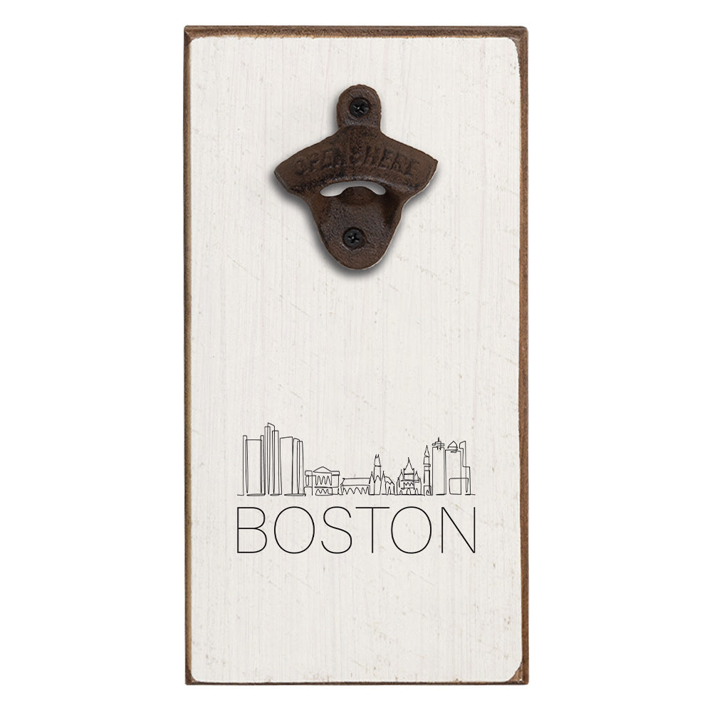 Line Art Boston Skyline Bottle Opener