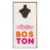 Orange and Pink Boston Skyline Bottle Opener