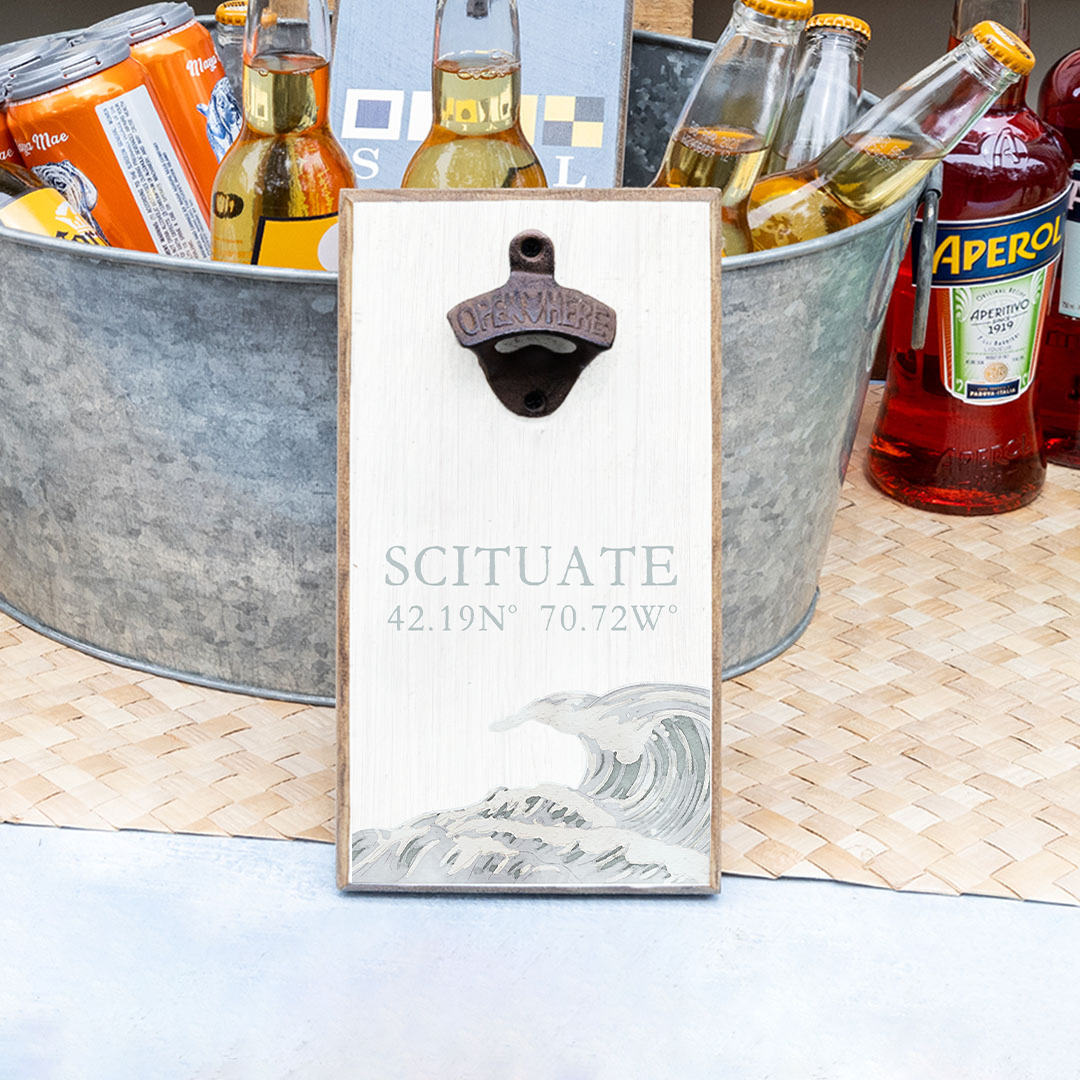 Two Line Wave Sea Personalized Bottle Opener