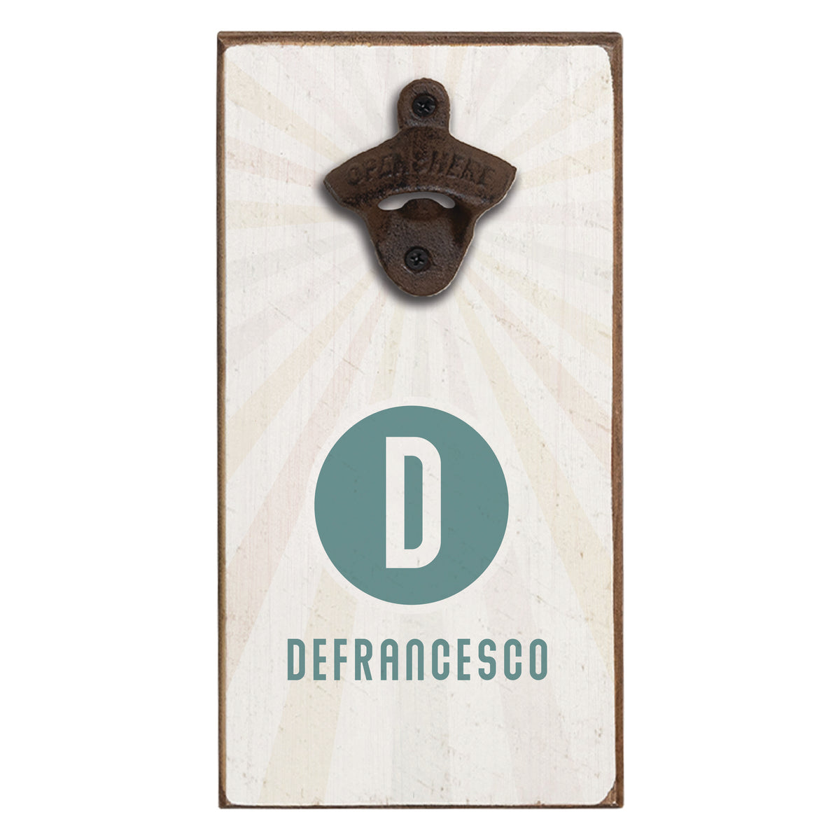 Initial Sunburst Personalized Bottle Opener
