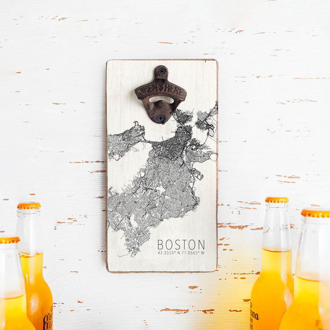 Boston City Map Scale Bottle Opener
