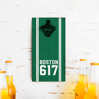 Boston 617 Green White Bottle Opener
