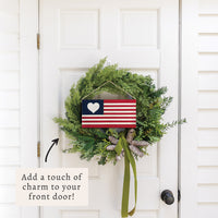 American Flag Heart Twine Sign
