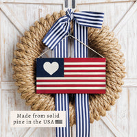 American Flag Heart Twine Sign