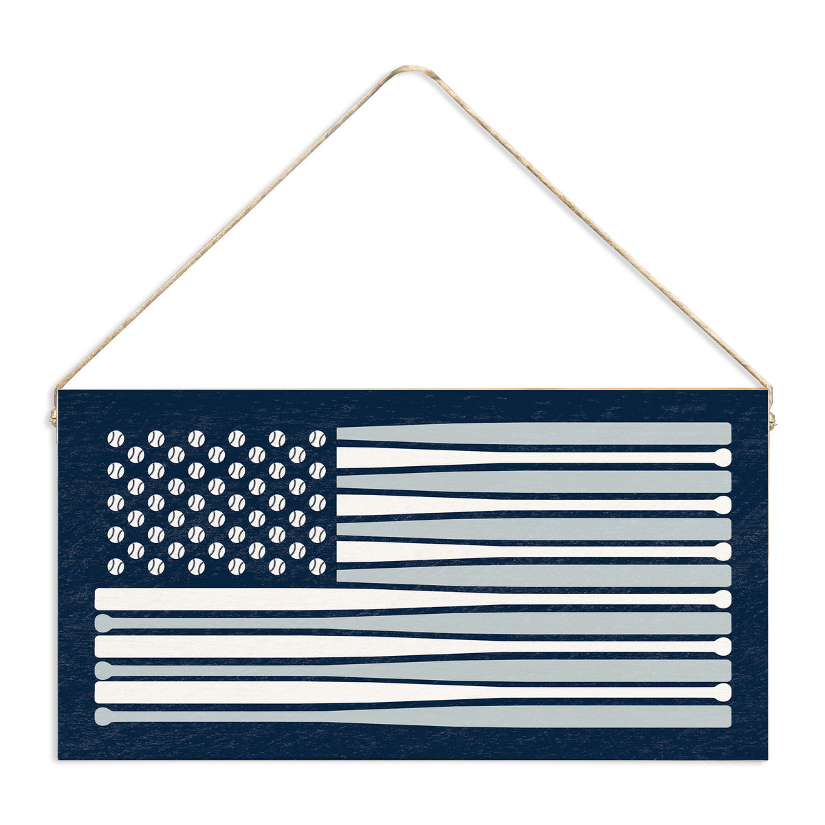 Baseball Bat American Flag Twine Sign