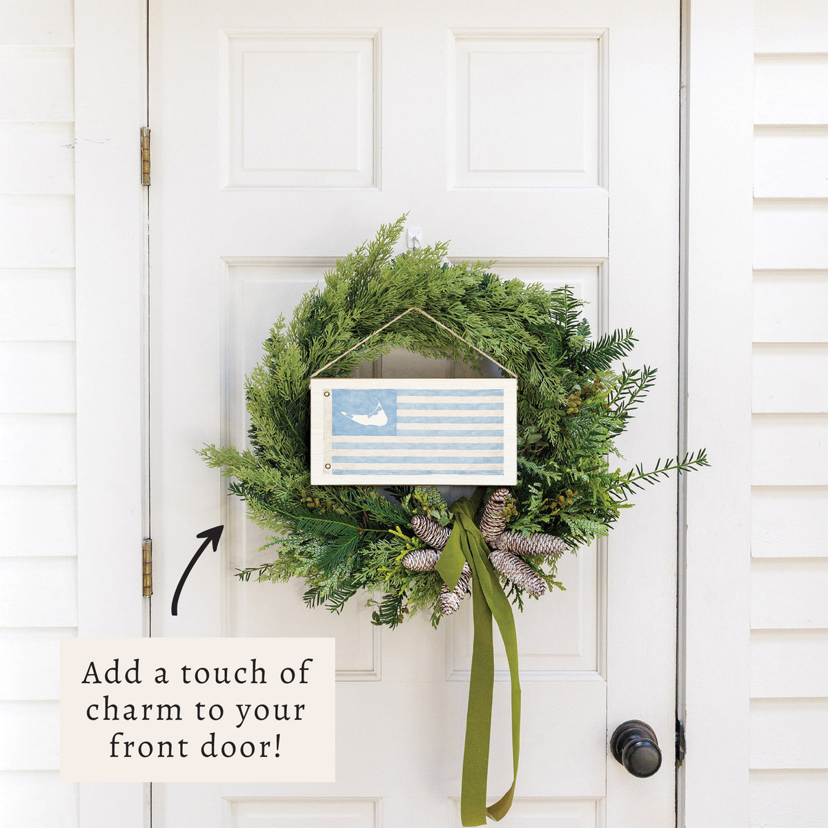 Nantucket Light Blue American Flag Twine Sign