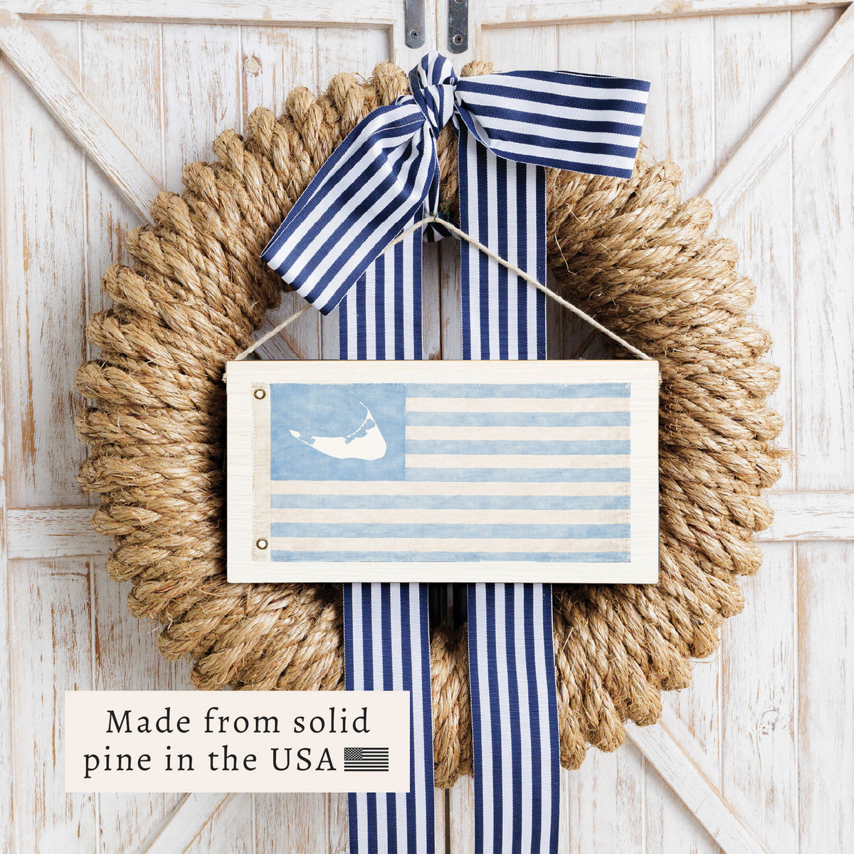 Nantucket Light Blue American Flag Twine Sign