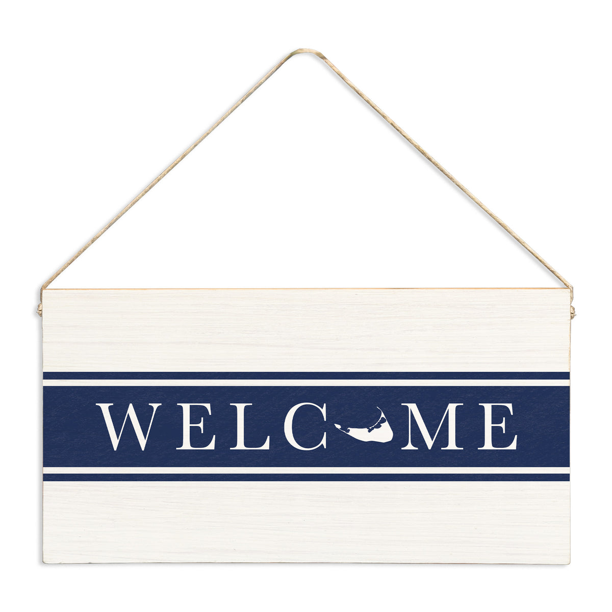 Nantucket Welcome Navy Twine Sign