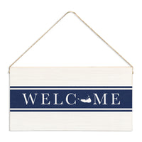 Nantucket Welcome Navy Twine Sign