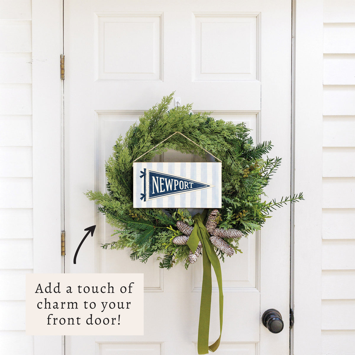 Newport Pennant Blue Stripes Twine Sign