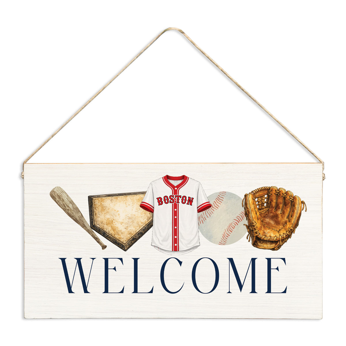 Boston Baseball Icons Twine Sign