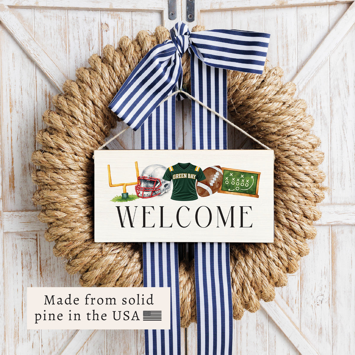 Green Bay Football Icons Twine Sign