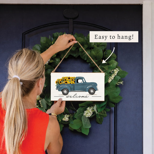 Sunflower Truck Welcome Twine Sign