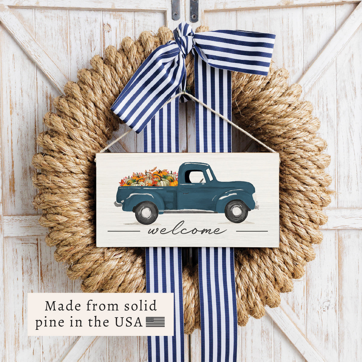 Fall Truck Welcome Twine Sign