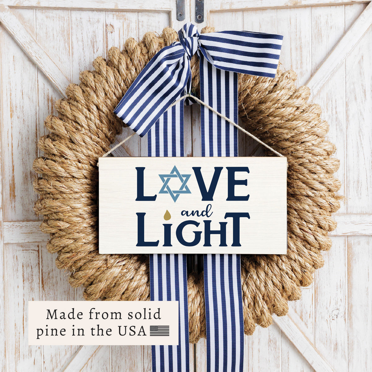 Hanukkah Love and Light Twine Sign