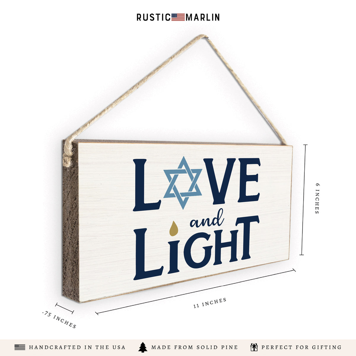 Hanukkah Love and Light Twine Sign