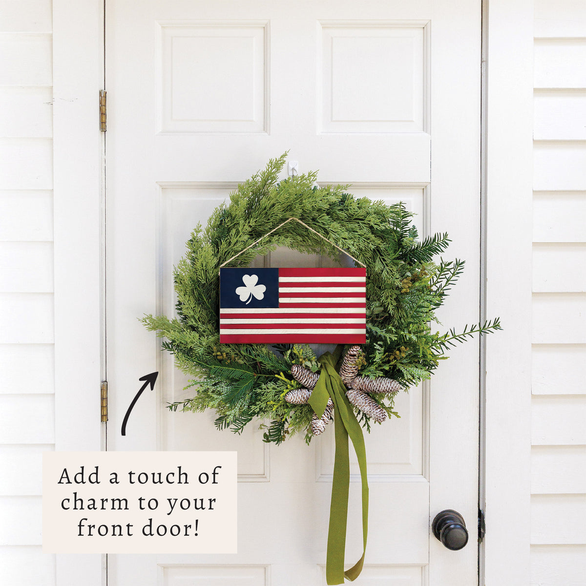 American Flag Shamrock Twine Sign