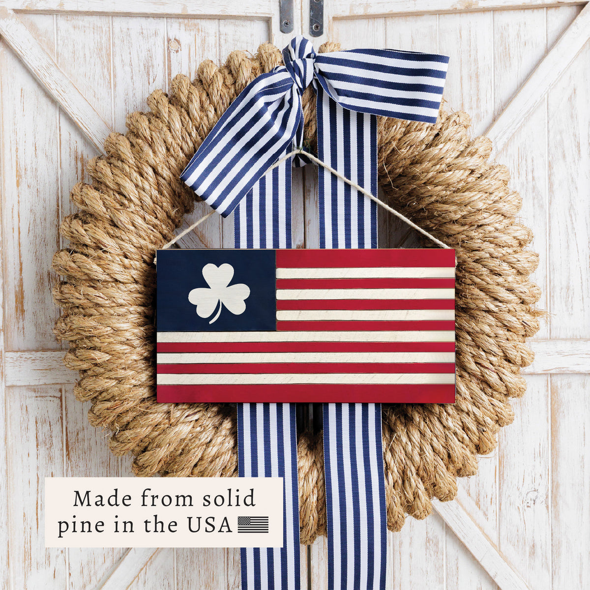 American Flag Shamrock Twine Sign
