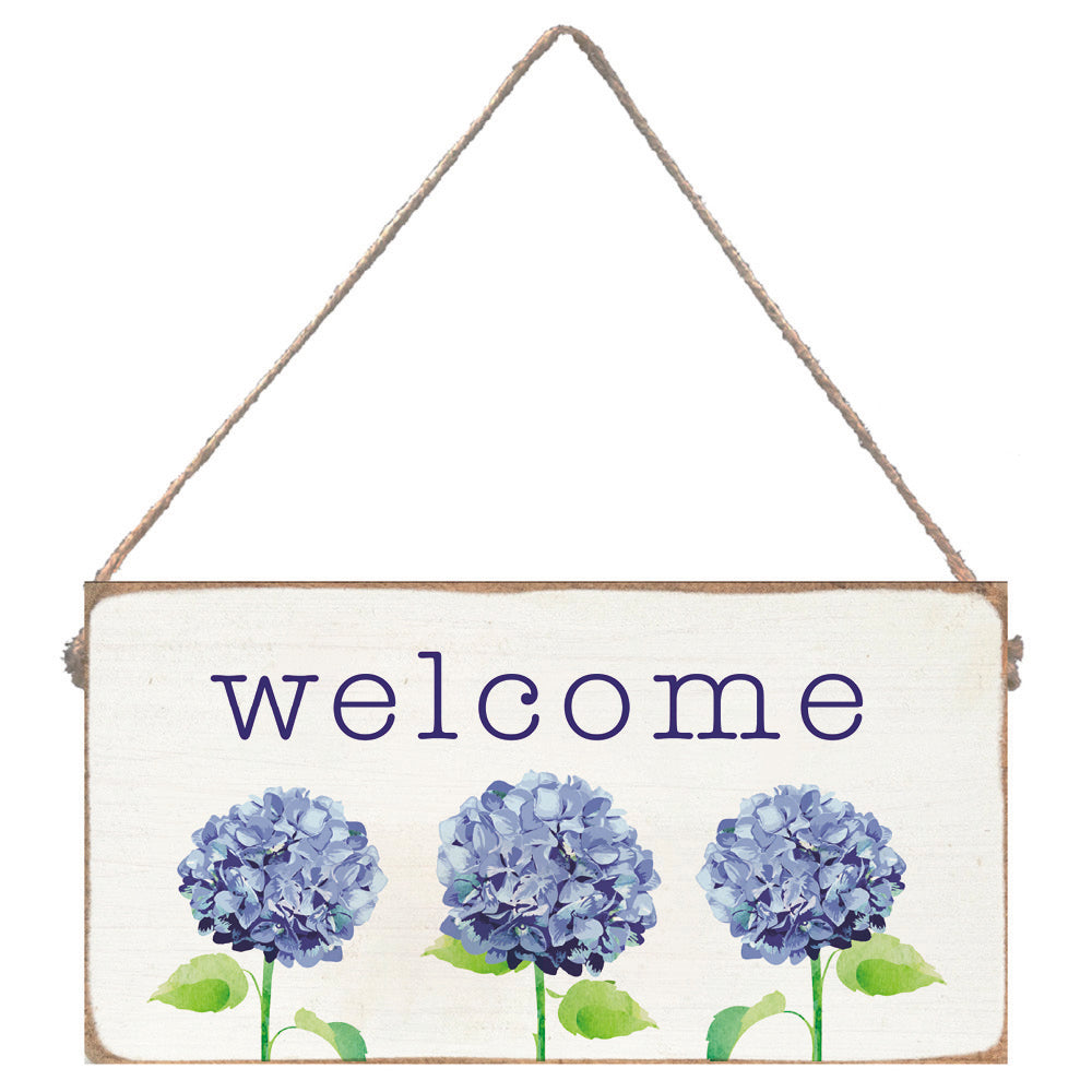 Welcome Hydrangea Twine Sign