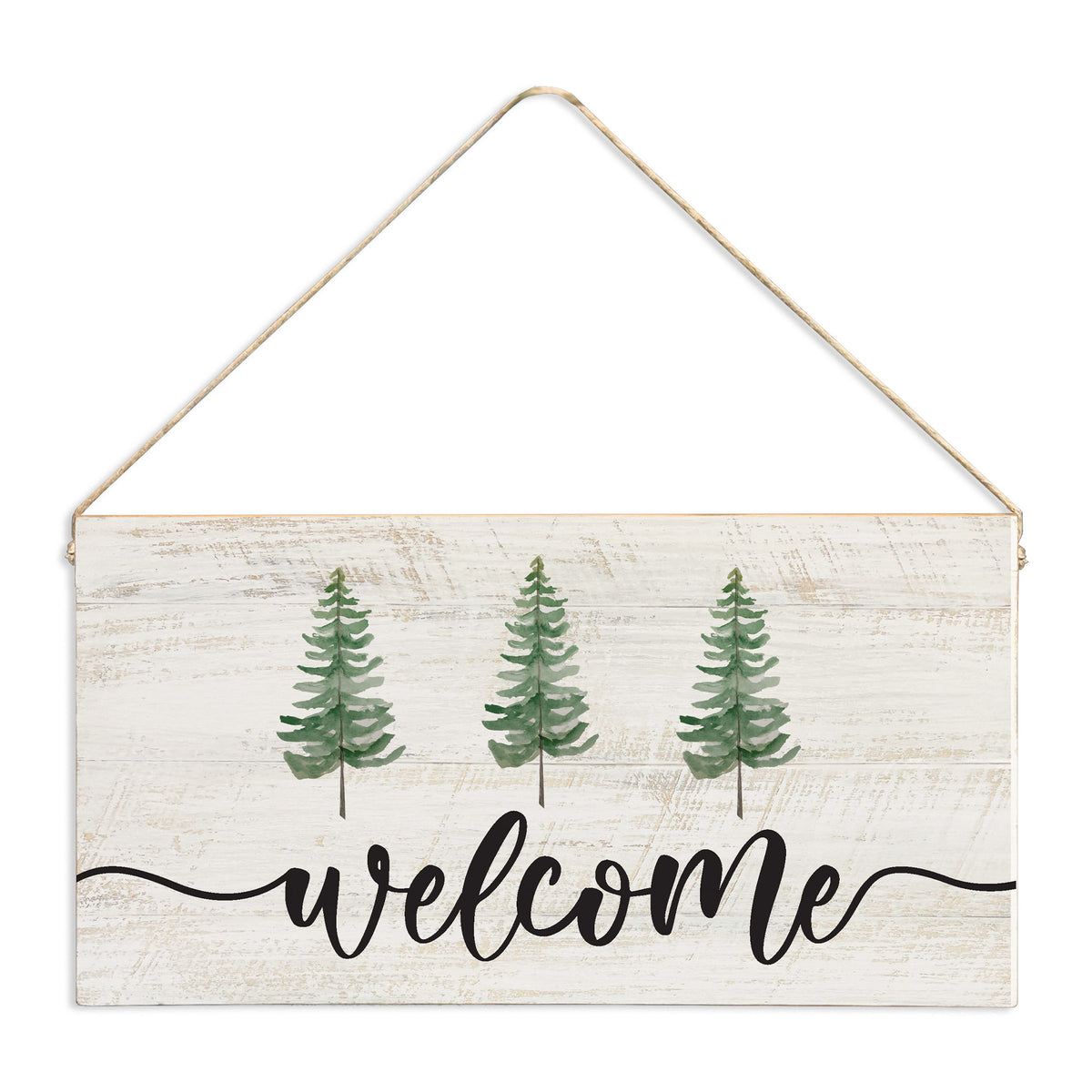 Watercolor Trees Welcome Twine Sign