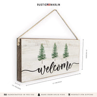 Watercolor Trees Welcome Twine Sign