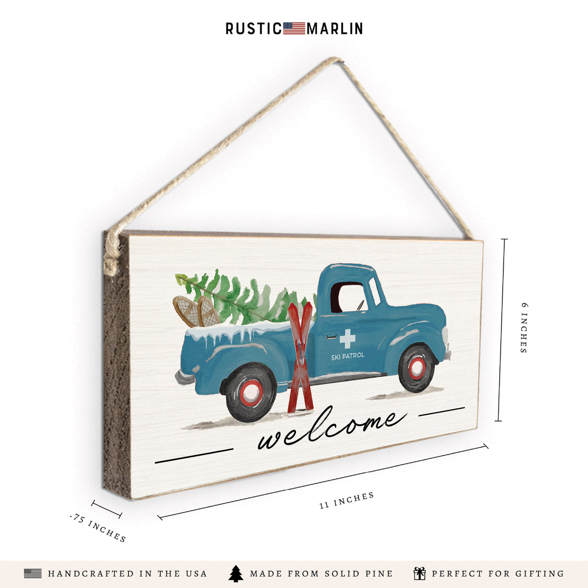 Ski Patrol Truck Welcome Twine Sign