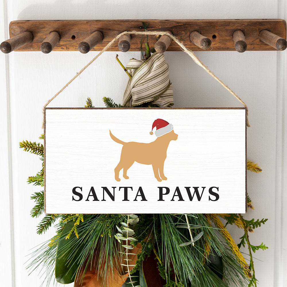 Golden Santa Dog Twine Sign