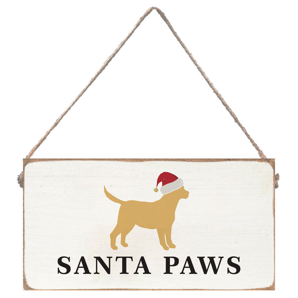 Golden Santa Dog Twine Sign