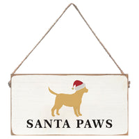 Golden Santa Dog Twine Sign