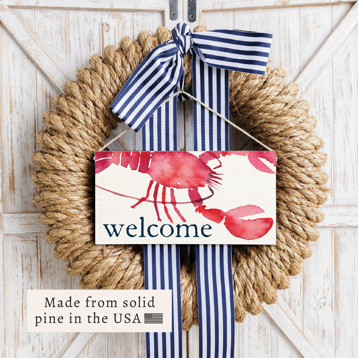 Lobster Watercolor Welcome Twine Sign