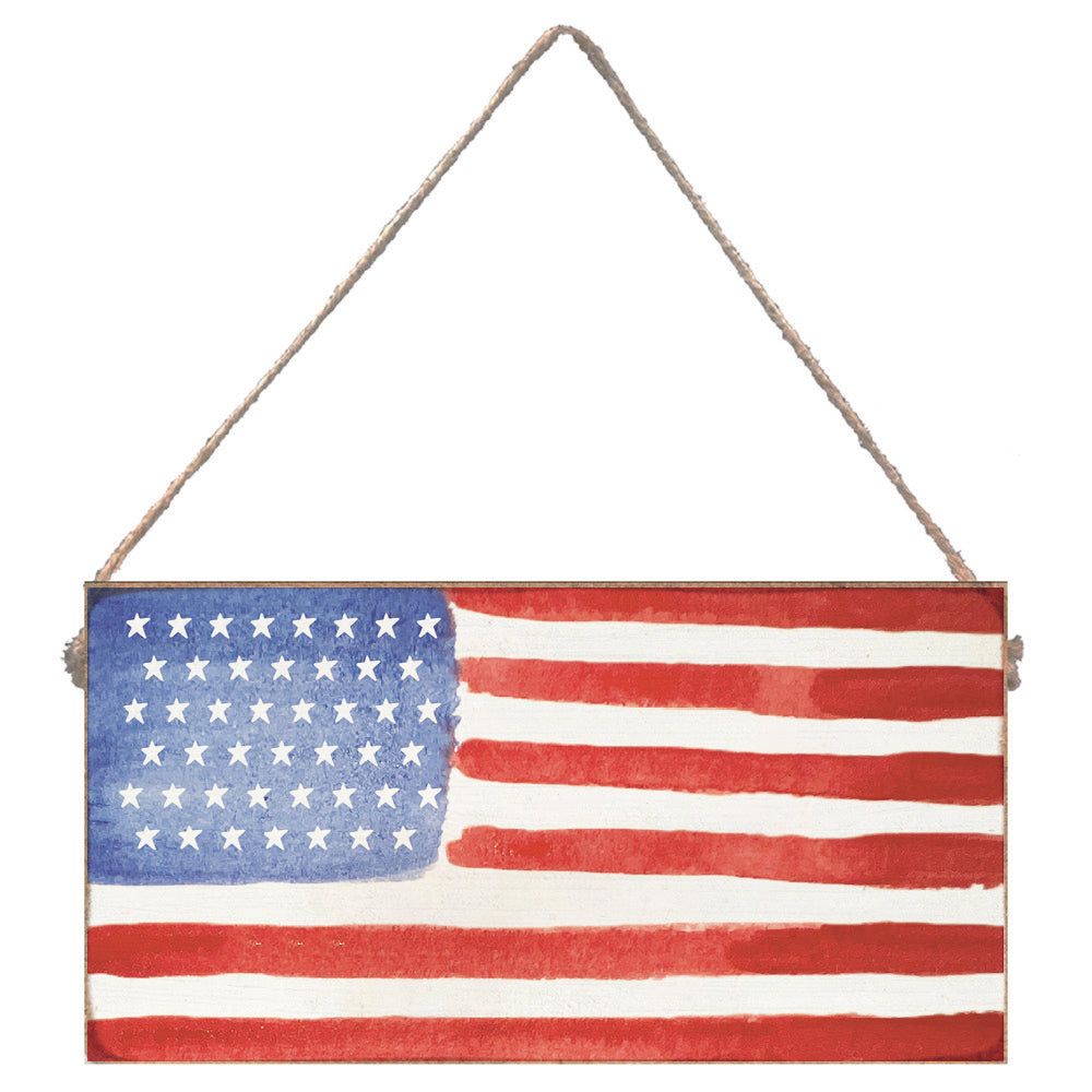 Watercolor Flag Twine Hanging Sign