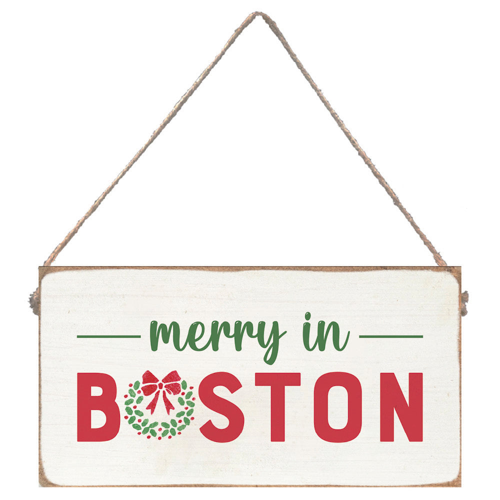 Merry In Boston Twine Sign
