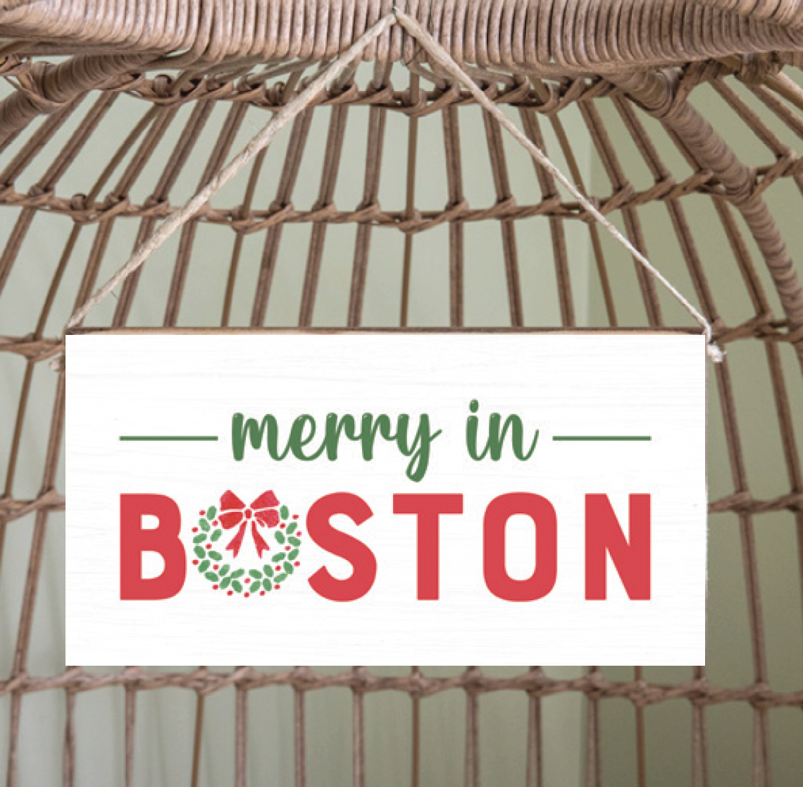 Merry In Boston Twine Sign