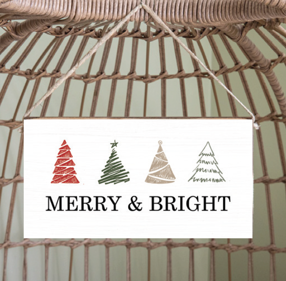 Merry & Bright Trees Twine Sign