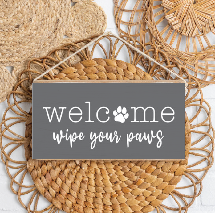 Wipe Your Paws Welcome Twine Sign