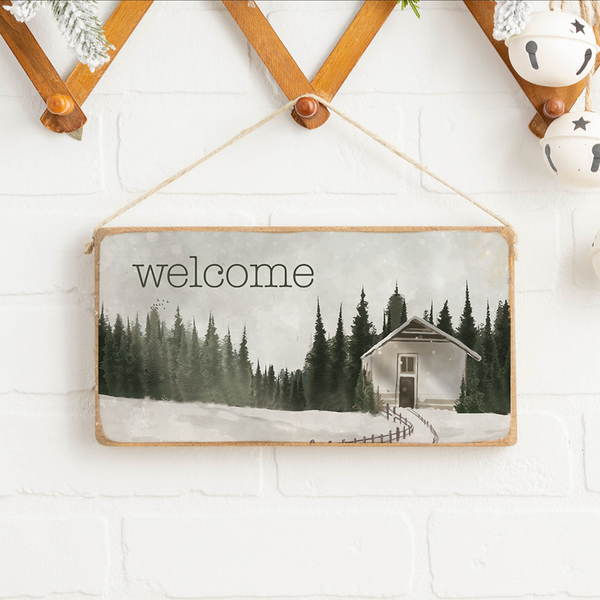 Personalized Winter Scene Twine Sign