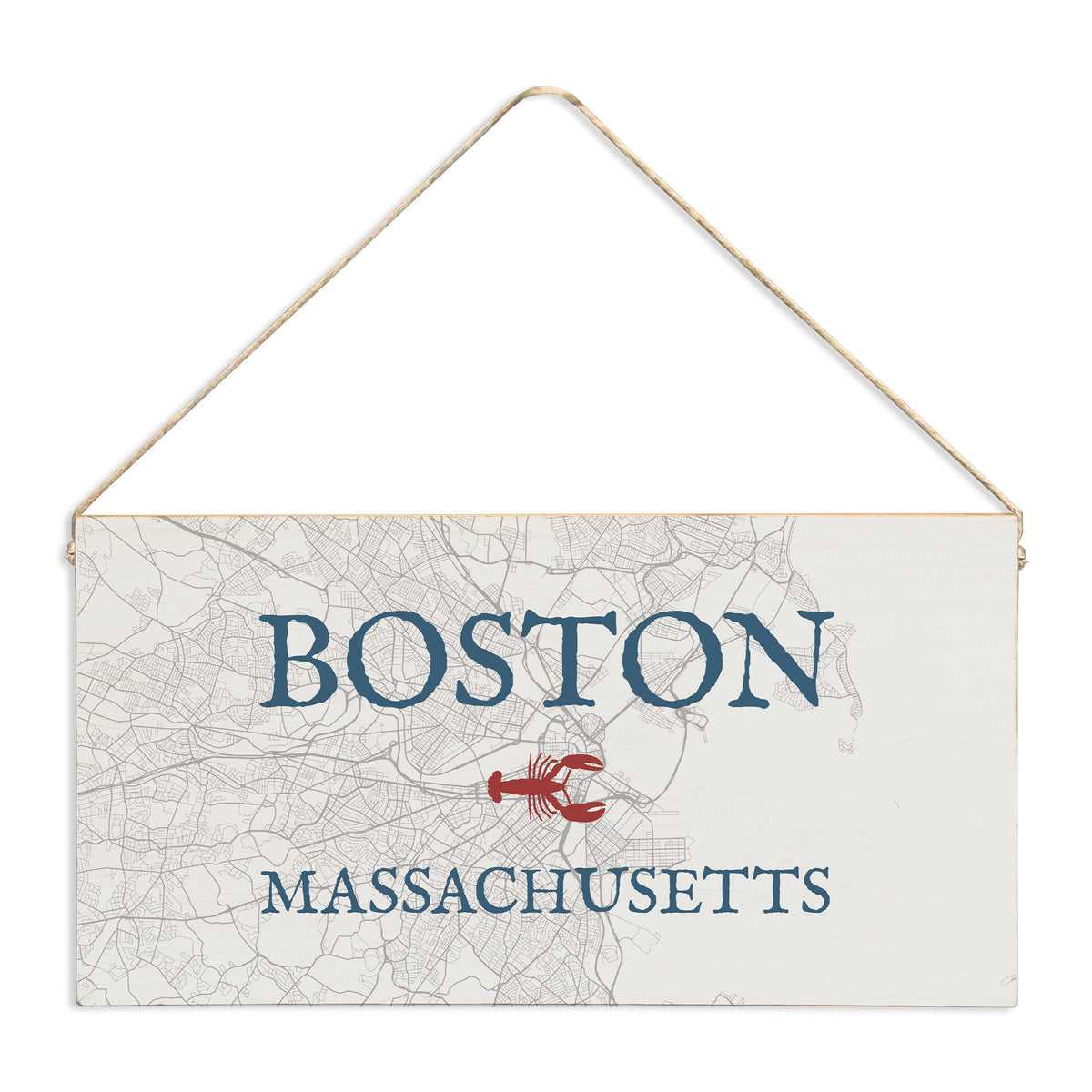 Boston Map Lobster Twine Sign