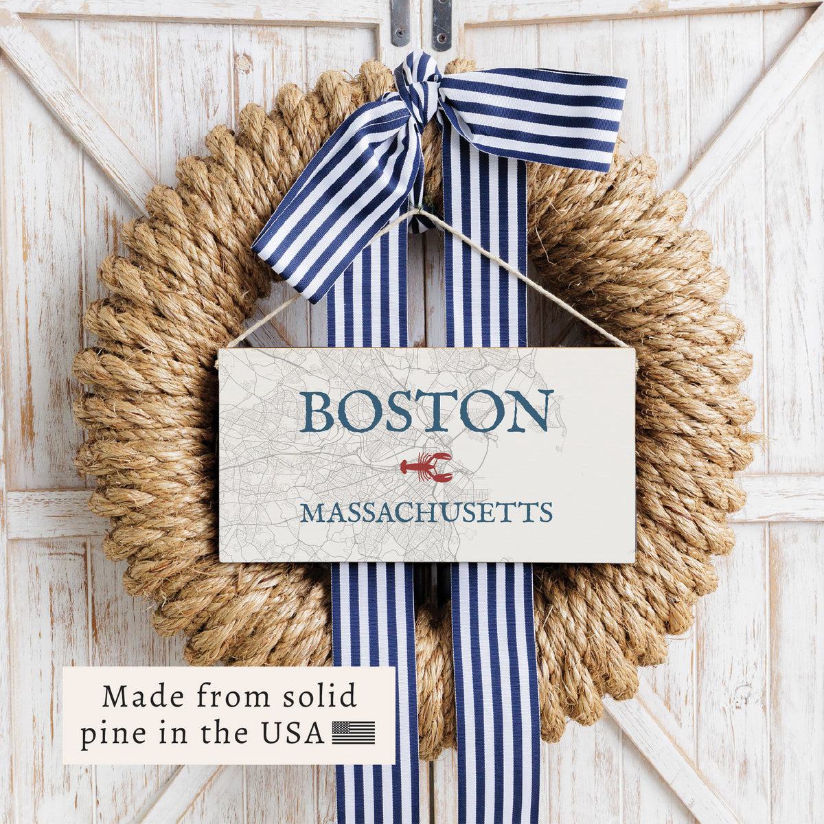 Boston Map Lobster Twine Sign