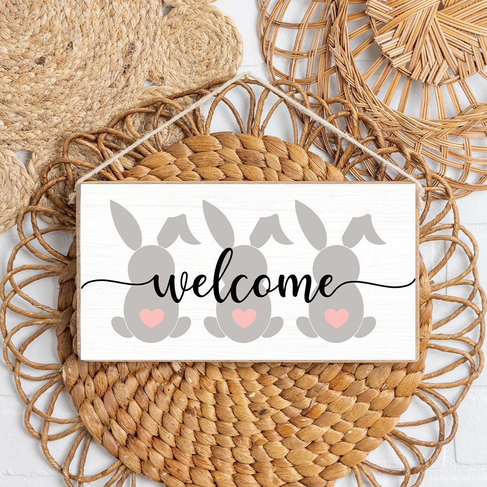 Welcome Easter Bunnies Twine Sign