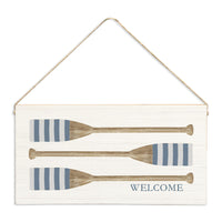 Striped Oars Welcome Twine Sign