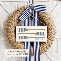 Striped Oars Welcome Twine Sign