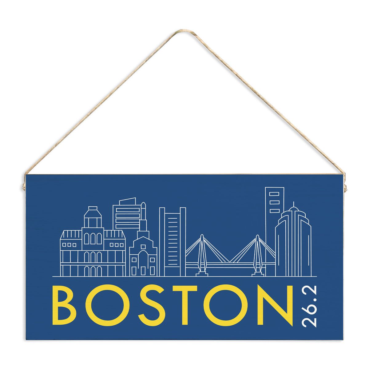 Boston Skyline 26.2 Marathon Twine Sign