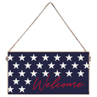Red, White and Navy Star Welcome Twine Sign