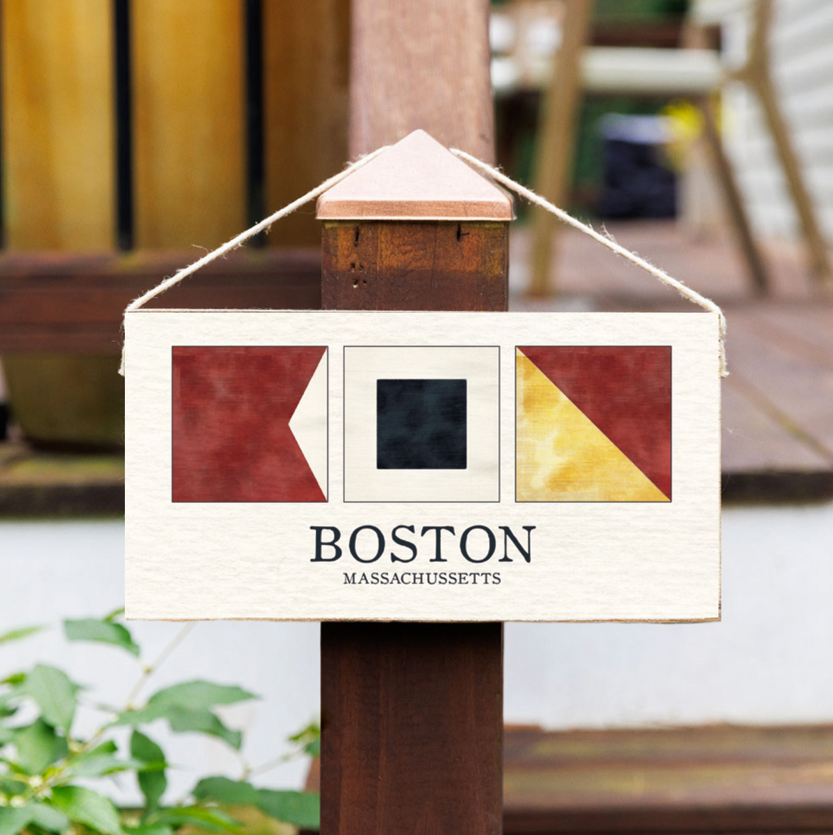 Boston Nautical Letters Twine Sign