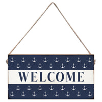 Welcome Anchor Navy Twine Sign