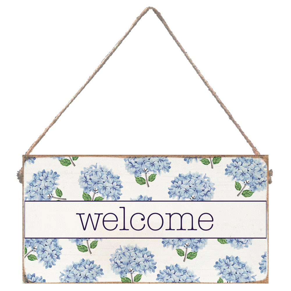 Welcome Hydrangea Stems Twine Sign