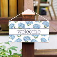 Welcome Hydrangea Stems Twine Sign