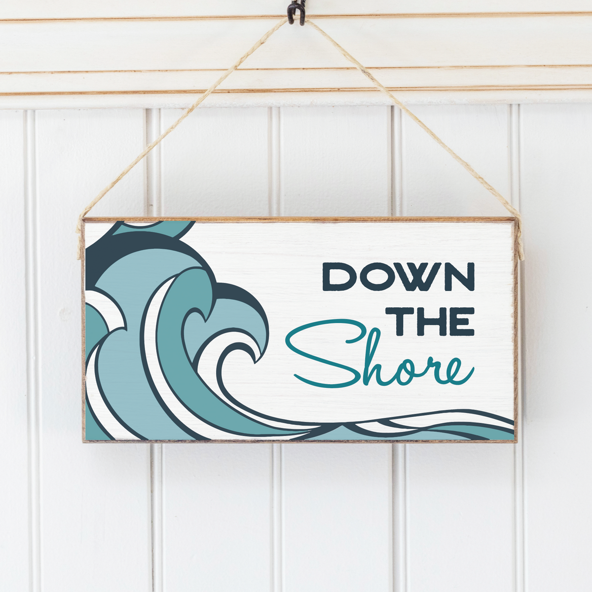 Down the Shore Wave Twine Sign