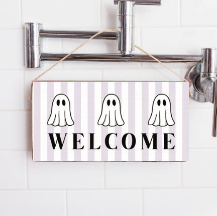 Welcome Ghost Twine Sign